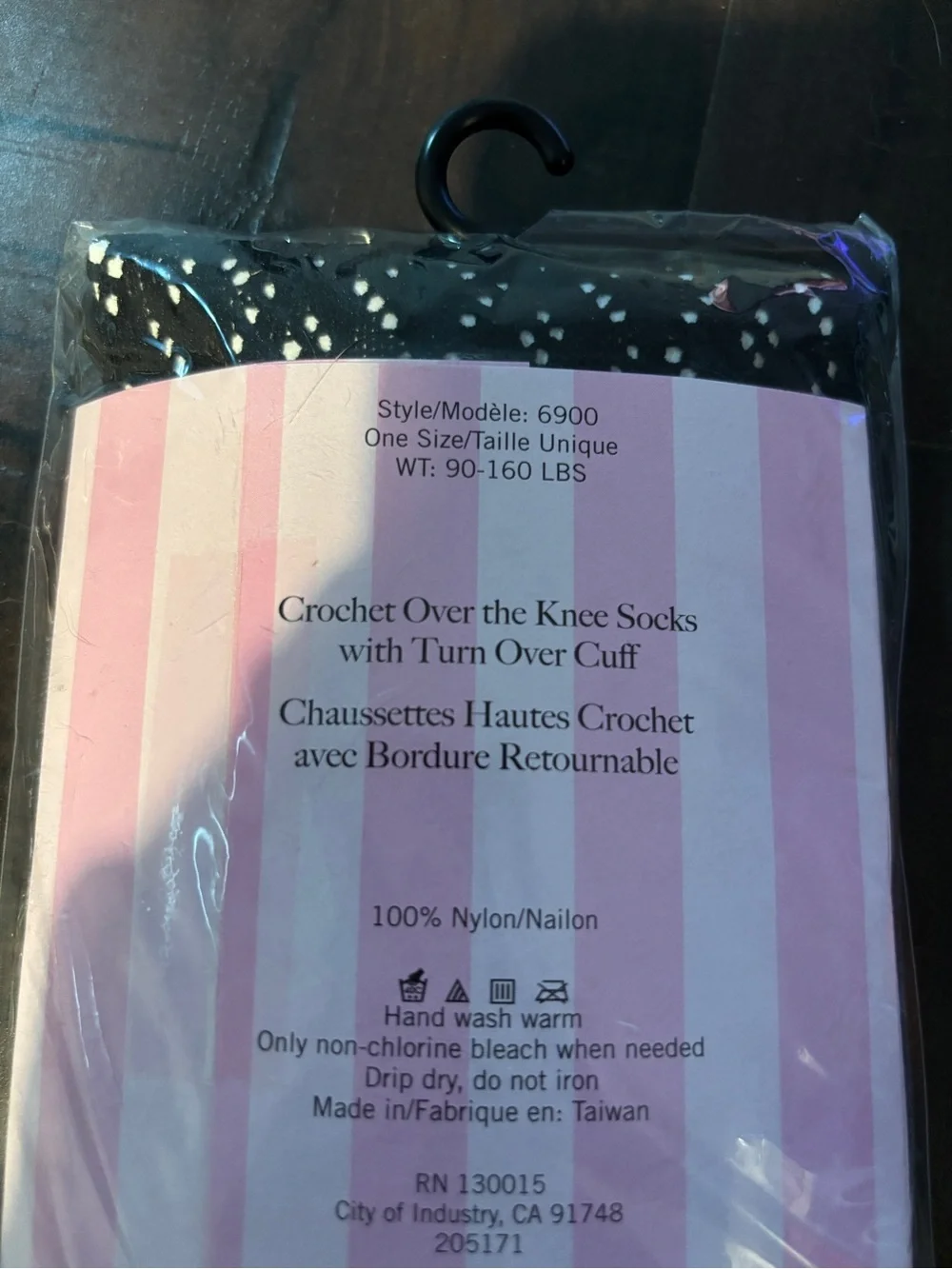 Leg Avenue Crochet Over-the-Knee Socks in Black one size new in package